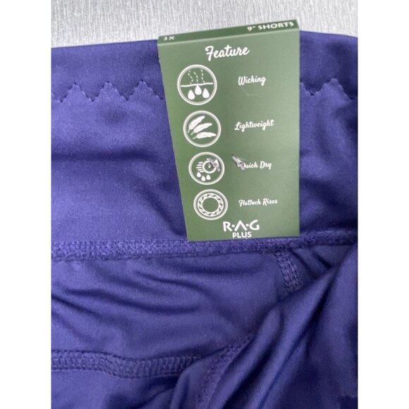 RAG Plus Navy Blue Womens High Waist 9" Inseam Shorts Stretch Zip Pockets 3X - Picture 5 of 11